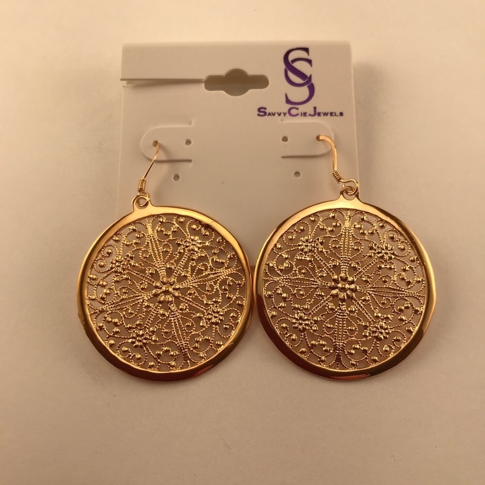 Savvy Cie Italian filigree drop earrings